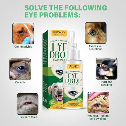 AMOCHY Dog Eye Drops, Eye Drops for Dogs & Cats, Gentle Dog Eye Infection Treatment Prevent Pink Eye and Dry Eyes, Dog Eye Wash Relief Allergies Symptoms and Help Tear Stain Remover in Kuwait