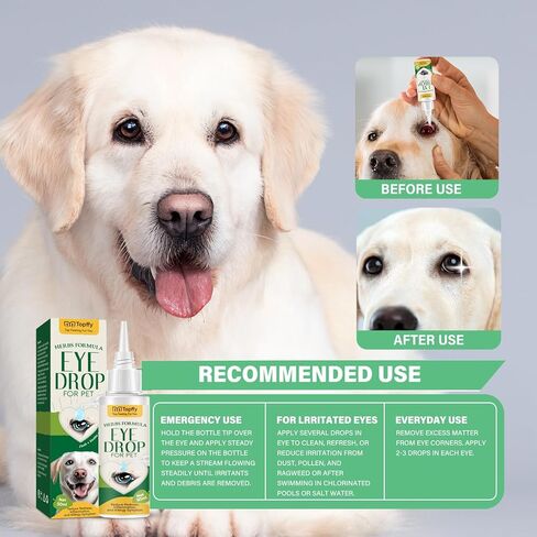 AMOCHY Dog Eye Drops, Eye Drops for Dogs & Cats, Gentle Dog Eye Infection Treatment Prevent Pink Eye and Dry Eyes, Dog Eye Wash Relief Allergies Symptoms and Help Tear Stain Remover in Kuwait