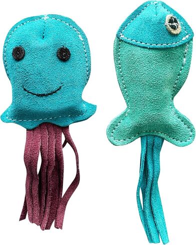 ألعاب القطط من Angel Pet Supplies Sea Creature Cat، ألعاب القطط المملوءة بالنعناع البري للقطط الداخلية، ألعاب القطط القطنية المصبوغة بشكل طبيعي، لعبة مضغ تفاعلية للقطط، لعبة قطط متينة، 6 × 5 × 2 بوصة، حزمة من 2 in Kuwait