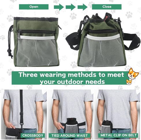 Hillban 12 Pcs Dog Treat Training Pouch, Dog Treat Bag with Waist Shoulder Strap Bulk Convenient Dog Treat Pouch Drawstring Closure Holder for Treats, Kibbles, 3 Ways to Wear, 6 Colors in Saudi Arabia