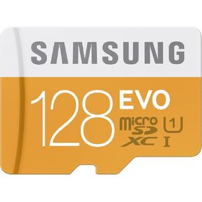 بطاقة سامسونج 128 جيجا تصل الى 48MB/s EVO فئة 10 مايكرو SDXC مع محول (MB-MP128DA/AM) in Saudi Arabia