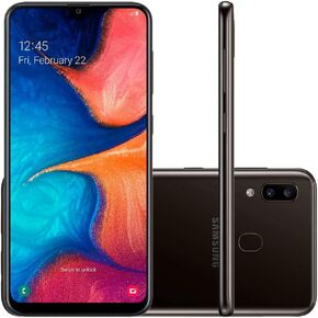 هاتف Samsung Galaxy A20 32GB A205G/DS 6.4 بوصة HD+ بطارية 4000 مللي أمبير في الساعة LTE Factory مفتوح GSM الذكي (الإصدار الدولي) (أسود) (متجدد) in Saudi Arabia