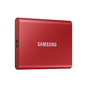 سامسونج وسيط تخزين ذو حالة ثابتة T7 محمول 500 جيجابايت - حتى 1050 ميجابايت/ثانية - USB 3.2 وسيط تخزين ذو حالة ثابتة خارجي، احمر (MU-PC500R/AM) in Kuwait