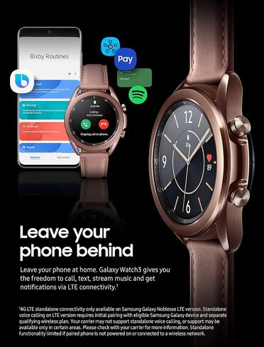 Samsung Galaxy Watch 3 (41mm, GPS, Bluetooth, Unlocked LTE) Smart Watch with Advanced Health Monitoring, Fitness Tracking , and Long lasting Battery - Mystic Bronze (US Version) (Renewed) in Saudi Arabia