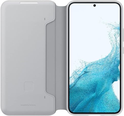 Samsung Galaxy S22+ LED View Cover, Protective Phone Case, Tap Control, Card Pocket, Customizable, Shockproof, US Version, Light Gray, (EF-NS906PJEGUS) in Saudi Arabia