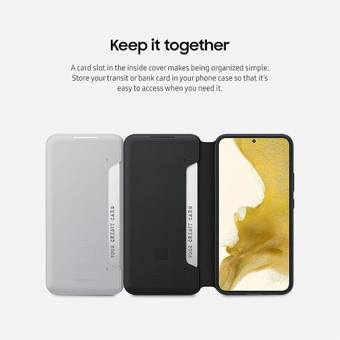 Samsung Galaxy S22+ LED View Cover, Protective Phone Case, Tap Control, Card Pocket, Customizable, Shockproof, US Version, Light Gray, (EF-NS906PJEGUS) in Saudi Arabia