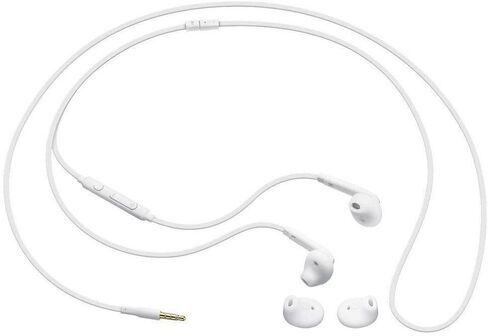 Samung Wired Earbuds Original 3.5mm in-Ear Headphones for Samsung Galaxy S10, S10 Plus, S10e Plus, Note 10, A71, A31 - Microphone & Volume Remote - Includes Black Velvet Carrying Pouch - White in Saudi Arabia
