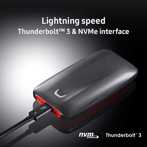 Samsung X5 Portable SSD - 2TB - Thunderbolt 3 External SSD (MU-PB2T0B/AM) Gray/Red in Saudi Arabia