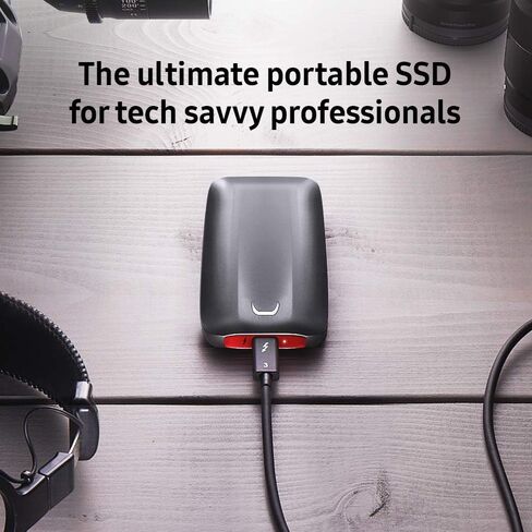Samsung X5 Portable SSD - 2TB - Thunderbolt 3 External SSD (MU-PB2T0B/AM) Gray/Red in Saudi Arabia