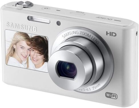 Samsung DV150F 16.2MP Smart WiFi Digital Camera with 5x Optical Zoom and 2.7" main and 1.48" front Dual LCD Screens (White) in Kuwait