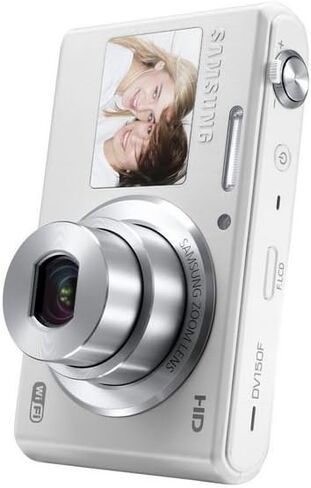 Samsung DV150F 16.2MP Smart WiFi Digital Camera with 5x Optical Zoom and 2.7" main and 1.48" front Dual LCD Screens (White) in Kuwait