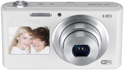 Samsung DV150F 16.2MP Smart WiFi Digital Camera with 5x Optical Zoom and 2.7" main and 1.48" front Dual LCD Screens (White) in Kuwait