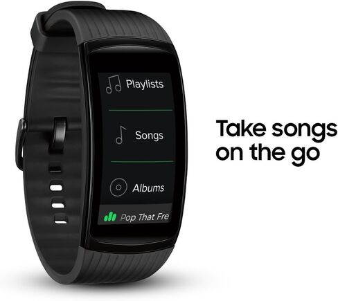 سامسونج سوار اللياقة الذكية جير فيت 2 برو (كبير)، اسود سائل، SM-R365NZKAXAR ؟ نسخة الولايات المتحدة مع ضمان in Kuwait