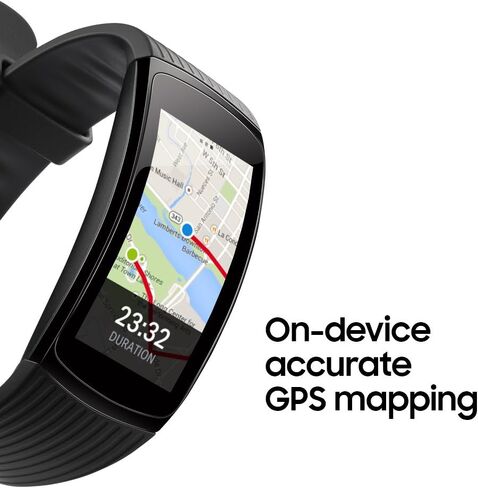 سامسونج سوار اللياقة الذكية جير فيت 2 برو (كبير)، اسود سائل، SM-R365NZKAXAR ؟ نسخة الولايات المتحدة مع ضمان in Kuwait