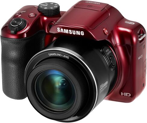Samsung WB1100F 16.2MP CCD Smart WiFi & NFC Digital Camera with 35x Optical Zoom, 3.0" LCD and 720p HD Video (Red) in Saudi Arabia