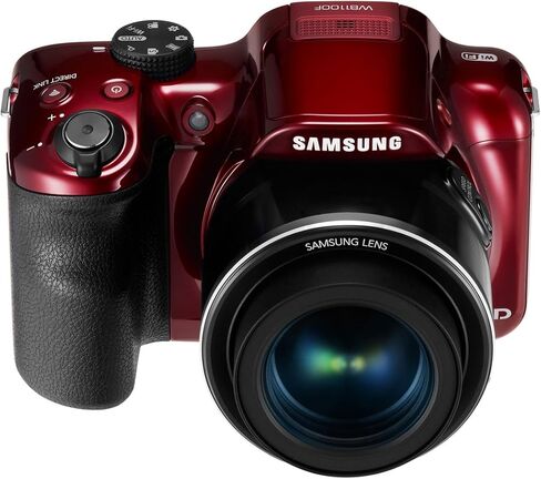 Samsung WB1100F 16.2MP CCD Smart WiFi & NFC Digital Camera with 35x Optical Zoom, 3.0" LCD and 720p HD Video (Red) in Saudi Arabia