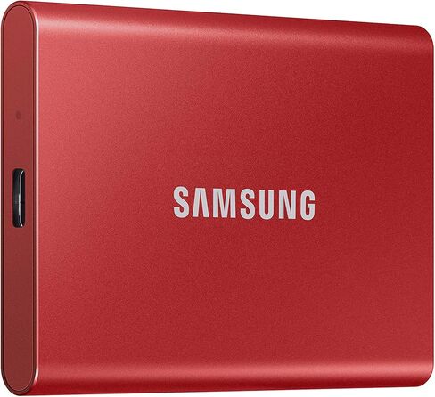 سامسونج وسيط تخزين ذو حالة ثابتة T7 محمول 500 جيجابايت - حتى 1050 ميجابايت/ثانية - USB 3.2 وسيط تخزين ذو حالة ثابتة خارجي، احمر (MU-PC500R/AM) in Kuwait