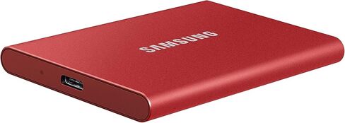 سامسونج وسيط تخزين ذو حالة ثابتة T7 محمول 500 جيجابايت - حتى 1050 ميجابايت/ثانية - USB 3.2 وسيط تخزين ذو حالة ثابتة خارجي، احمر (MU-PC500R/AM) in Kuwait