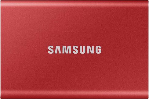 سامسونج وسيط تخزين ذو حالة ثابتة T7 محمول 500 جيجابايت - حتى 1050 ميجابايت/ثانية - USB 3.2 وسيط تخزين ذو حالة ثابتة خارجي، احمر (MU-PC500R/AM) in Kuwait