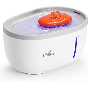 نافورة مياه للحيوانات الأليفة من iPettie Avocado مع ضوء LED، سعة 67 أونصة/2.0 لتر، نافورة مياه فائقة الهدوء للقطط مع فلتر، نافورة مياه أوتوماتيكية للحيوانات الأليفة للقطط والكلاب الصغيرة، بيضاء