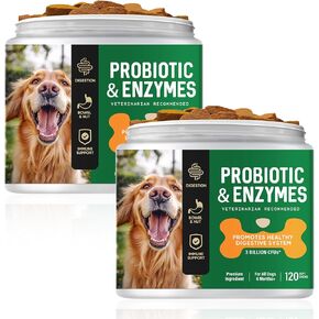 Probiotic for Dogs, 2Pcs Probiotic Chews for Dogs with Digestive Enzymes, Freshen Breath, Support Bowel, Immune, Digestive Health, Dog Probiotics for Yeast, Itchy Skin and Itchy Ears in Kuwait