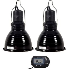 مجموعة مصابيح الزواحف من WACOOL مكونة من 2 ومقياس حرارة، ومثبت إضاءة للزواحف انعكاس بصري ومقياس درجة الحرارة لمصباح الحرارة للزواحف UVB (5.5 بوصة) in Kuwait