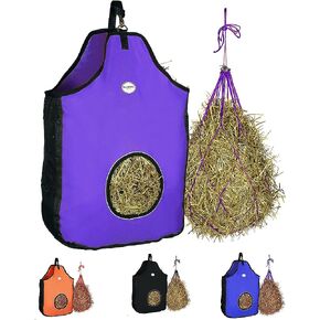 Majestic Ally 1200 D Hay Feeder Tote Bag for Horses, Sheep with Reflective Trim- Reduces Waste - Comes with 36" Hay Net. (Black) in Saudi Arabia