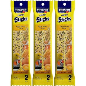 Vitakraft 3 Pack of Finch and Canary Crunch Stick Bird Treats, 2 Sticks Each, Egg and Honey Flavor in Kuwait