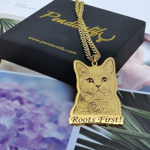 Pendantify Custom Pet Photo Necklace in Gold & Silver | Dog Portrait Necklace | Cats Necklace | Personalized Pet Picture Necklace | Photo Pet Pendant in Kuwait