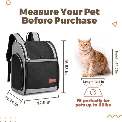 حقائب ظهر لحمل القطط من Hellomamma، حقيبة ظهر لحمل القطط الصغيرة والجرو والقطط الكبيرة يصل وزنها إلى 24 رطلًا، تصميم جيد التهوية، أشرطة أمان، دعم الإبزيم، قابلة للطي للسفر والمشي لمسافات طويلة، والاستخدام في الهواء الطلق in Kuwait