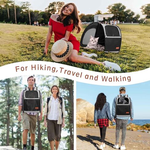 حقائب ظهر لحمل القطط من Hellomamma، حقيبة ظهر لحمل القطط الصغيرة والجرو والقطط الكبيرة يصل وزنها إلى 24 رطلًا، تصميم جيد التهوية، أشرطة أمان، دعم الإبزيم، قابلة للطي للسفر والمشي لمسافات طويلة، والاستخدام في الهواء الطلق in Kuwait