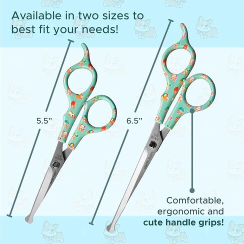 Kenchii Happy Puppy Ball Tip Shears Trimming Scissors for Dogs | Pet Grooming Puppy Essentials | Stainless Steel Grooming Scissors for Dogs | Safety Blunt Tip Scissors and Dog Grooming Tools | 5.5 In in Kuwait