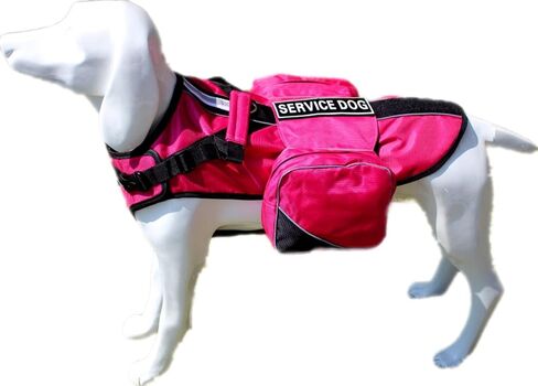 Service Dog Backpack Harness Vest Removable Saddle Bags with Label Patches(Hot Pink,L) in Kuwait