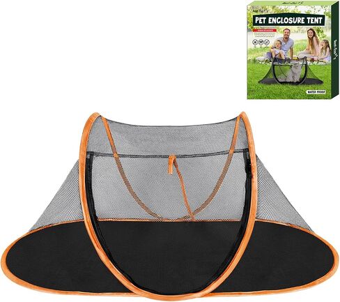 Cat Tent Outdoor, Pet Enclosure Tent Suitable for Cats and Small Animals, Indoor Playpen Portable Exercise Tent with Carry Bag（Black） in Kuwait