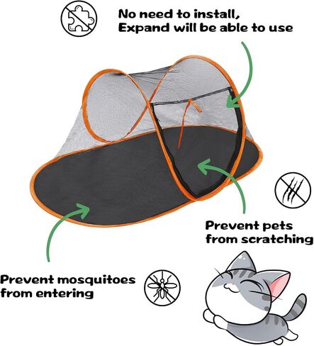 Cat Tent Outdoor, Pet Enclosure Tent Suitable for Cats and Small Animals, Indoor Playpen Portable Exercise Tent with Carry Bag（Black） in Kuwait