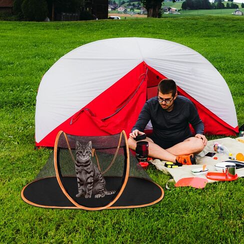 Cat Tent Outdoor, Pet Enclosure Tent Suitable for Cats and Small Animals, Indoor Playpen Portable Exercise Tent with Carry Bag（Black） in Kuwait