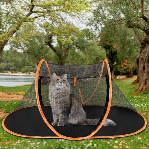 Cat Tent Outdoor, Pet Enclosure Tent Suitable for Cats and Small Animals, Indoor Playpen Portable Exercise Tent with Carry Bag（Black） in Kuwait