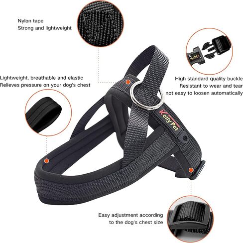 Augegel No Pull Dog Harness and Leash Set,Soft Vest Harness with Chest Length Adjustable, Medium Large Dog Harness with A Free Heavy Duty,Reflective Lightweight Harness (Black-M(Chest23.6-27.6")) in Saudi Arabia