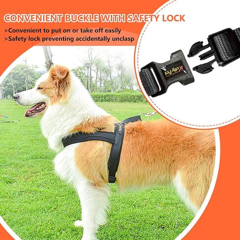 Augegel No Pull Dog Harness and Leash Set,Soft Vest Harness with Chest Length Adjustable, Medium Large Dog Harness with A Free Heavy Duty,Reflective Lightweight Harness (Black-M(Chest23.6-27.6")) in Saudi Arabia
