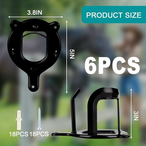 جوتيدا رف لجام الحصان: 6 قطع من خطافات اللجام، دعامة اللجام مع انابيب وبرغي معدني حامل اللجام لتخزين لوازم حظيرة الحصان in Kuwait