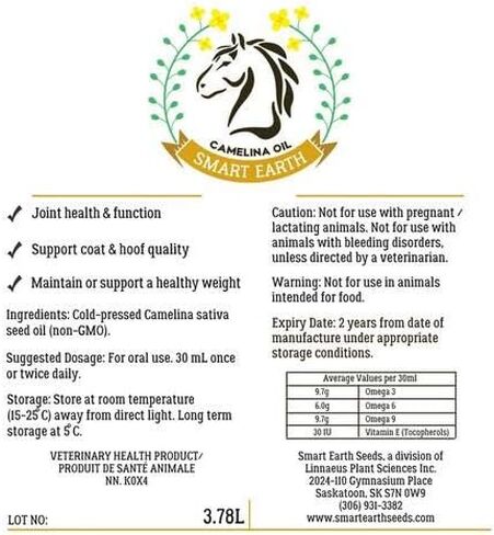 Smart Earth Camelina Horse Oil Supplement for Equine Care & Feed | Essential Oils for Joint Health | 1gal Jug in Kuwait