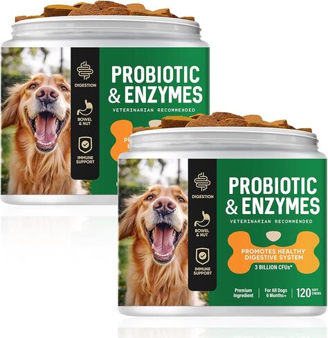 Probiotic for Dogs, 2Pcs Probiotic Chews for Dogs with Digestive Enzymes, Freshen Breath, Support Bowel, Immune, Digestive Health, Dog Probiotics for Yeast, Itchy Skin and Itchy Ears in Kuwait