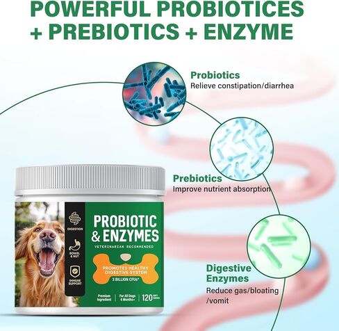 Probiotic for Dogs, 2Pcs Probiotic Chews for Dogs with Digestive Enzymes, Freshen Breath, Support Bowel, Immune, Digestive Health, Dog Probiotics for Yeast, Itchy Skin and Itchy Ears in Kuwait