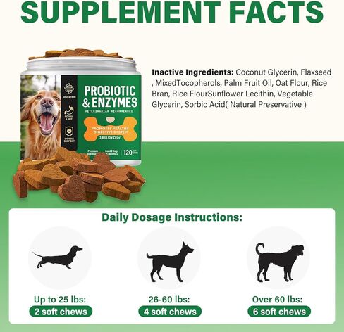Probiotic for Dogs, 2Pcs Probiotic Chews for Dogs with Digestive Enzymes, Freshen Breath, Support Bowel, Immune, Digestive Health, Dog Probiotics for Yeast, Itchy Skin and Itchy Ears in Kuwait