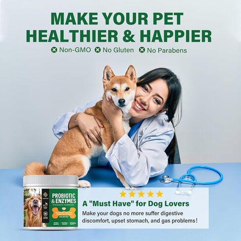 Probiotic for Dogs, 2Pcs Probiotic Chews for Dogs with Digestive Enzymes, Freshen Breath, Support Bowel, Immune, Digestive Health, Dog Probiotics for Yeast, Itchy Skin and Itchy Ears in Kuwait