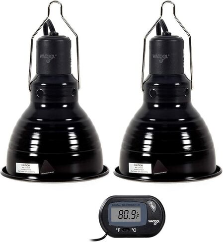 مجموعة مصابيح الزواحف من WACOOL مكونة من 2 ومقياس حرارة، ومثبت إضاءة للزواحف انعكاس بصري ومقياس درجة الحرارة لمصباح الحرارة للزواحف UVB (5.5 بوصة) in Kuwait