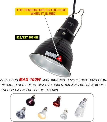 مجموعة مصابيح الزواحف من WACOOL مكونة من 2 ومقياس حرارة، ومثبت إضاءة للزواحف انعكاس بصري ومقياس درجة الحرارة لمصباح الحرارة للزواحف UVB (5.5 بوصة) in Kuwait