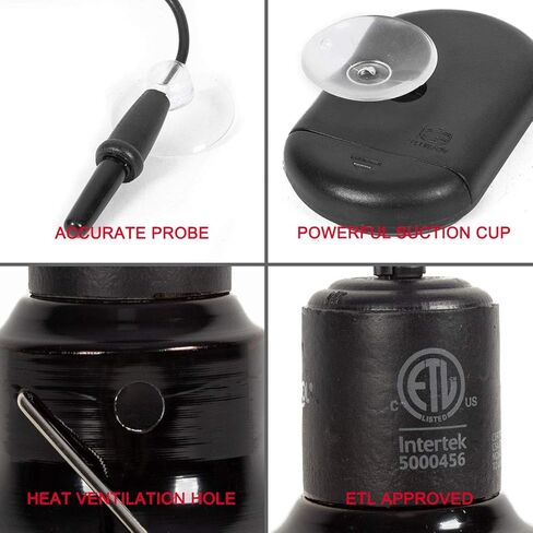 مجموعة مصابيح الزواحف من WACOOL مكونة من 2 ومقياس حرارة، ومثبت إضاءة للزواحف انعكاس بصري ومقياس درجة الحرارة لمصباح الحرارة للزواحف UVB (5.5 بوصة) in Kuwait