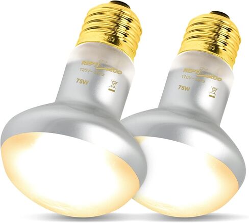 REPTI ZOO 2 Pack Reptile Heat Lamp, 75W Reptile Basking Bulb Simulate Natural Sunlight Heating Lamp Bulb, UVA Heat Lamp Bulb for Reptiles Chickens Heating Use in Kuwait