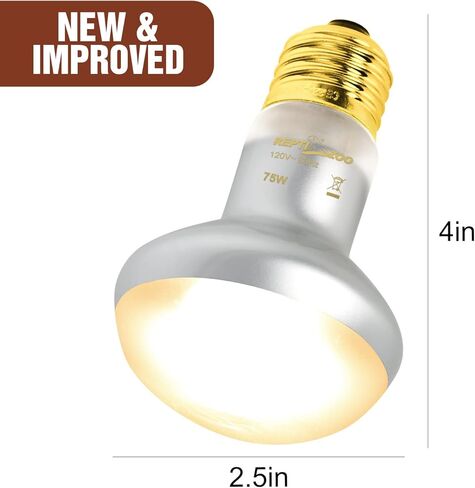 REPTI ZOO 2 Pack Reptile Heat Lamp, 75W Reptile Basking Bulb Simulate Natural Sunlight Heating Lamp Bulb, UVA Heat Lamp Bulb for Reptiles Chickens Heating Use in Kuwait